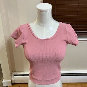 Pink and Purple Ribbed Women's Top